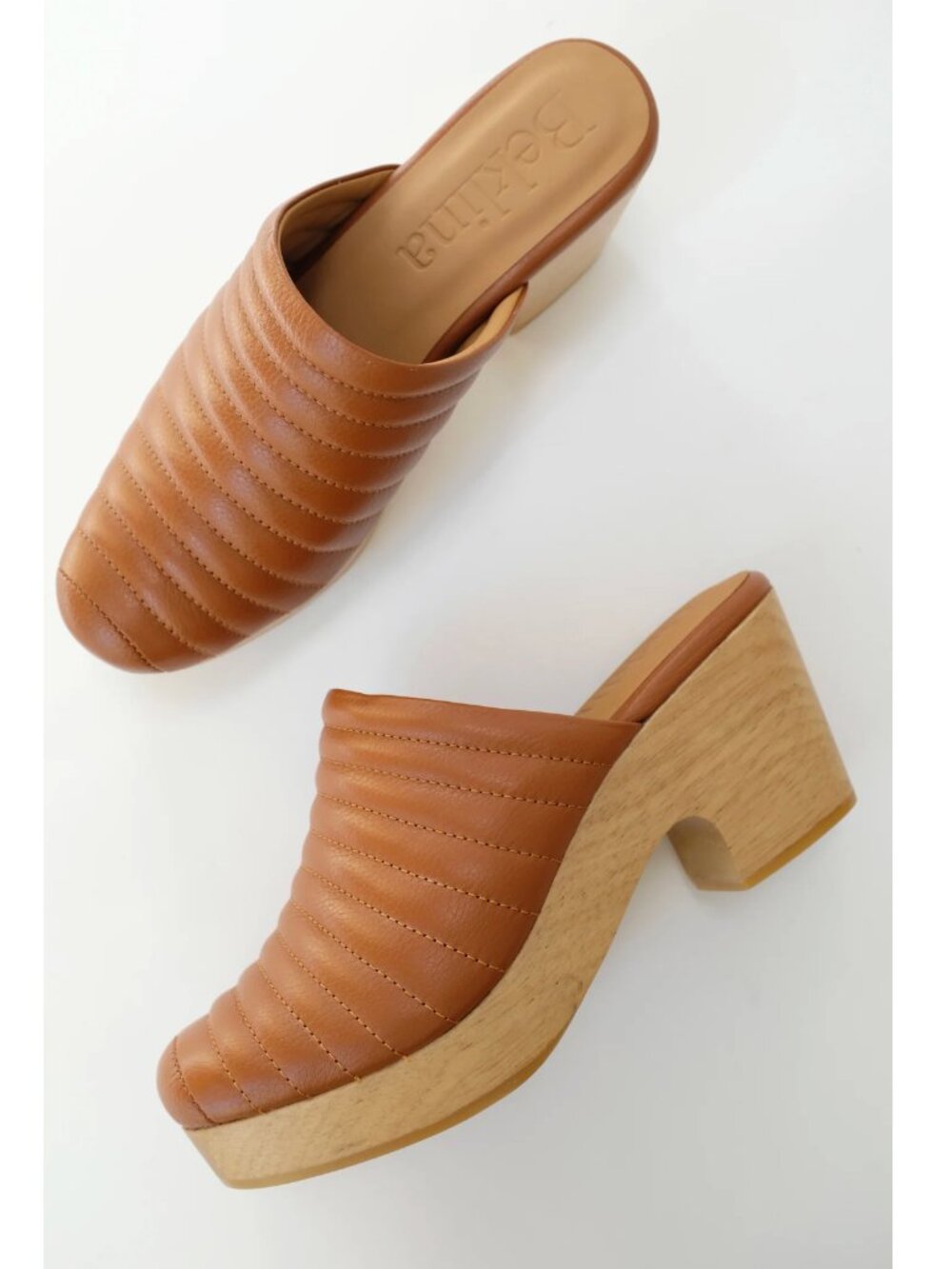 Beklina Italian Leather Ribbed Clog in Cocoa Women's Size 10